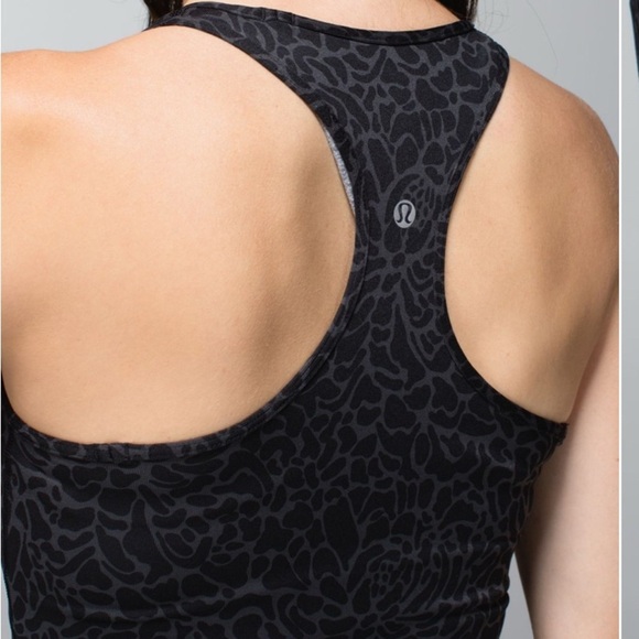 Lululemon Cool Racerback Tank Top Petal Camo Printed Black Deep Coal Floral - Picture 4 of 11